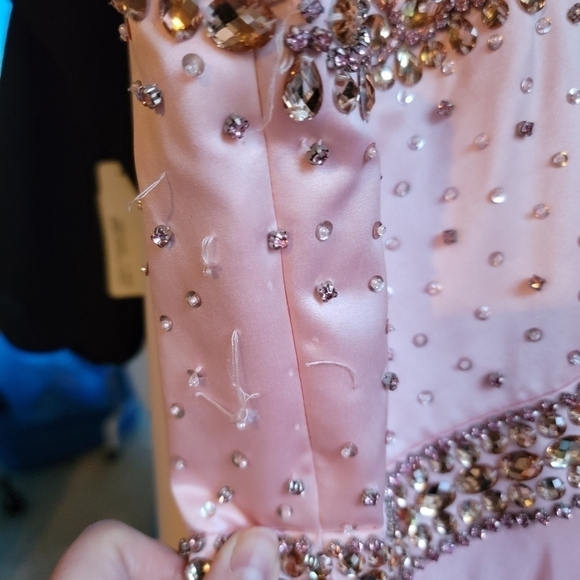 Sherri Hill Pink Princess Crystal Chiffon Gown Prom Evening 2 Pageant Sweetheart - Picture 6 of 9